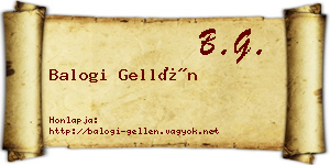 Balogi Gellén névjegykártya